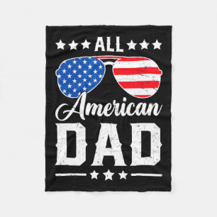 American Dad 4th Of July Funny Patriotic Usa Match Fleece Blanket