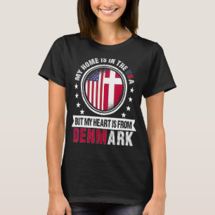 American Danish Flag Heart from Denmark American P T-Shirt