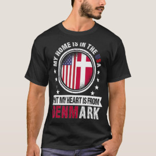 American Danish Flag Heart from Denmark American P T-Shirt