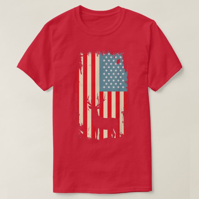 American Deer Hunter Patriotic TFor Men Women 75  T-Shirt (Design Front)