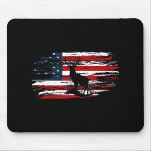 American Deer Hunter Patriotic Vintage US Flag Hun Mouse Mat