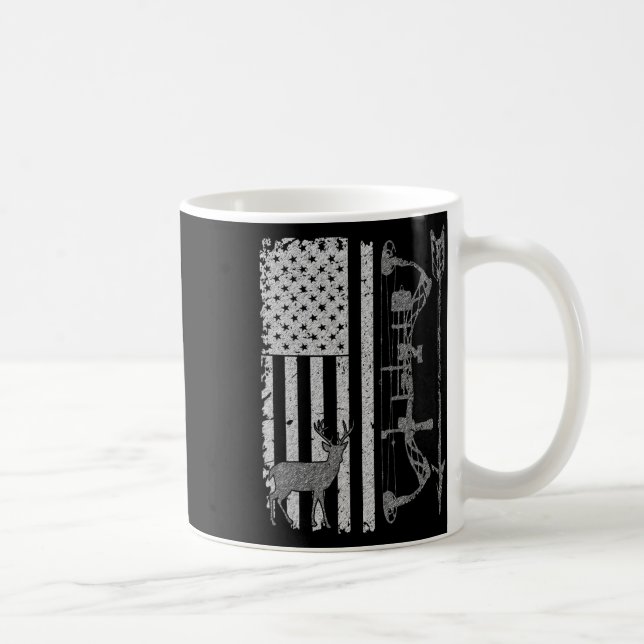 American Deer Hunting Bow Hunter Flag Accessories  Coffee Mug (Right)