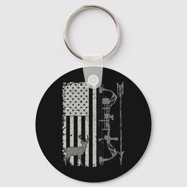 American Deer Hunting Bow Hunter Flag Accessories  Key Ring (Front)