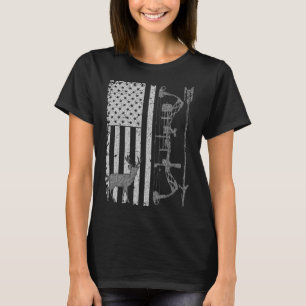 American Deer Hunting Bow Hunter Flag Accessories T-Shirt