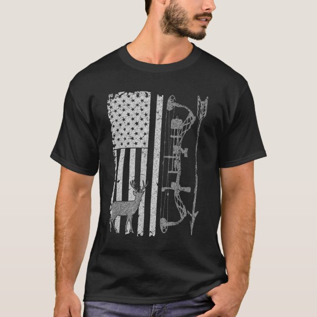 American Deer Hunting Bow Hunter Flag Accessories  T-Shirt (Front)