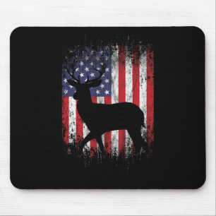 American Deer Hunting Patriotic Hunter Flag Whitet Mouse Mat