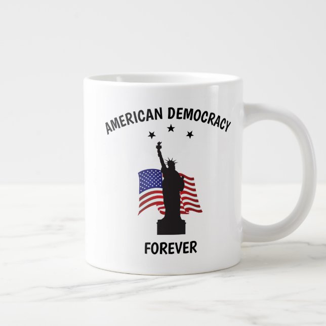 American Democracy Forever with Flag Large Coffee Mug (Right)