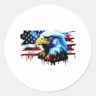 American Design Eagle And Flag Retro USA Flag Classic Round Sticker