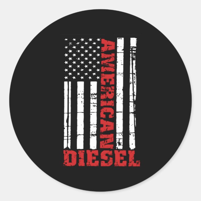 American Diesel Flag Truck Turbo Brothers Classic Round Sticker (Front)