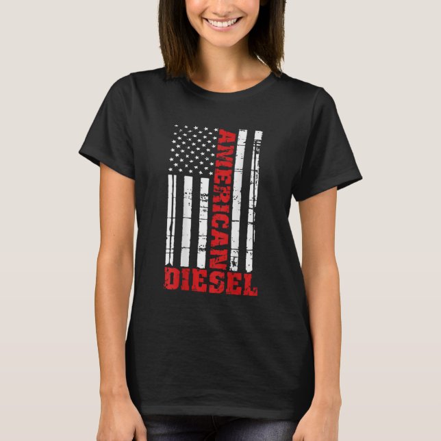 American Diesel Flag Truck Turbo Brothers T-Shirt (Front)