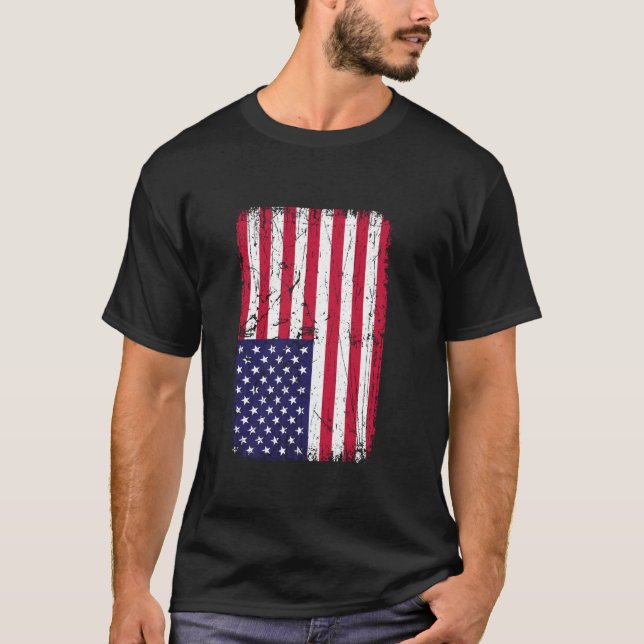 American Distressed Flag America USA Flag  T-Shirt (Front)