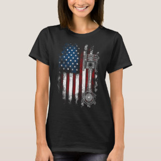 American Distressed Flag Piston Muscle-Car Piston T-Shirt