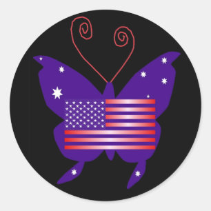 American Diva Butterfly Classic Round Sticker