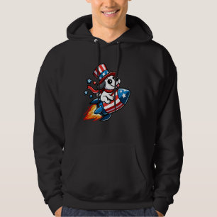 American Dog Riding Rocket Pets USA Flag Hoodie