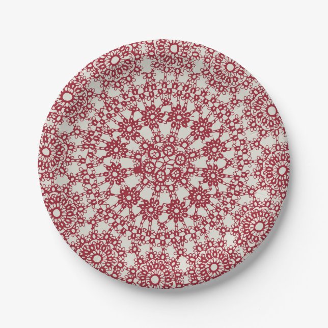 American Doily & Lace, 12, Cream on Blue Paper Plate (Front)