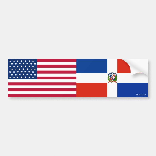 American & Dominican Republic Flags Bumper Sticker (Front)