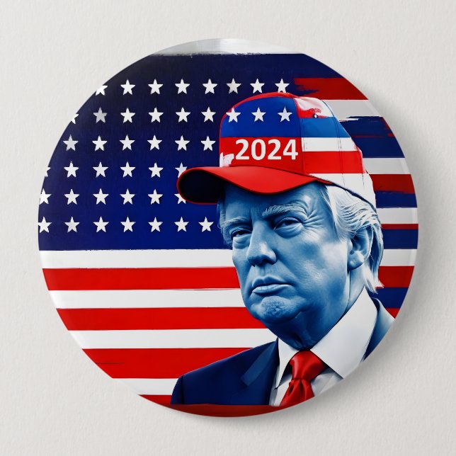 American Donald Trump 2024 Flag 10 Cm Round Badge (Front)