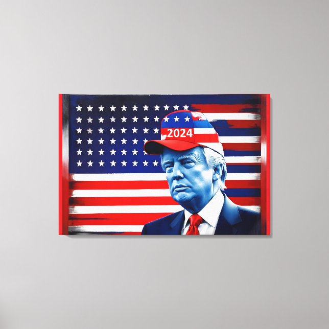 American Donald Trump 2024 Flag Canvas Print (Front)