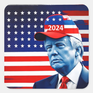 American Donald Trump 2024 Flag Square Sticker