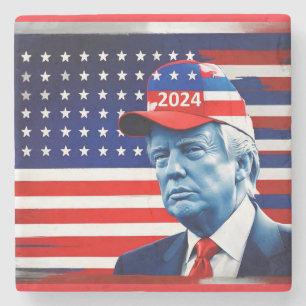 American Donald Trump 2024 Flag Stone Coaster