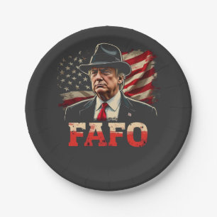 American Donald Trump FAFO USA Flag Patriotic Paper Plate