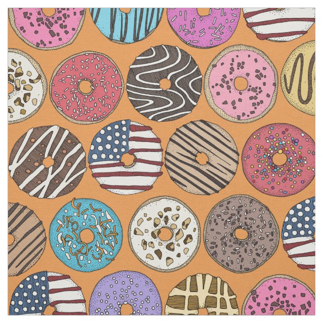 american doughnuts orange fabric (Swatch)