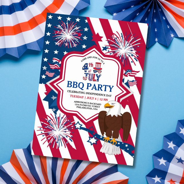 American Eagle 4th of July Independence Day Party  Invitation (American Eagle 4th of July Independence Day Party Invitation)