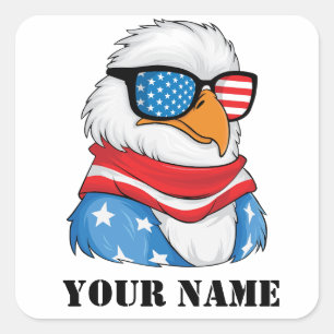 American Eagle 4th of July Square Sticker