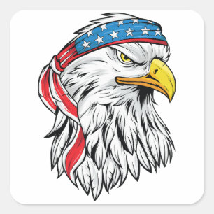 American eagle 4th of july square sticker