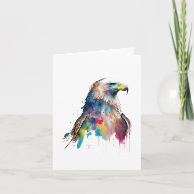 American Eagle A Bird In Watercolor & Pen Holiday Card (Front)