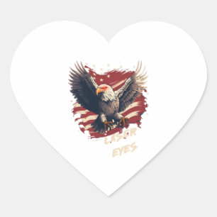American Eagle Bitcoin Laser Eyes Heart Sticker