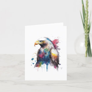 American Eagle C Bird In Watercolor & Pen Holiday Card