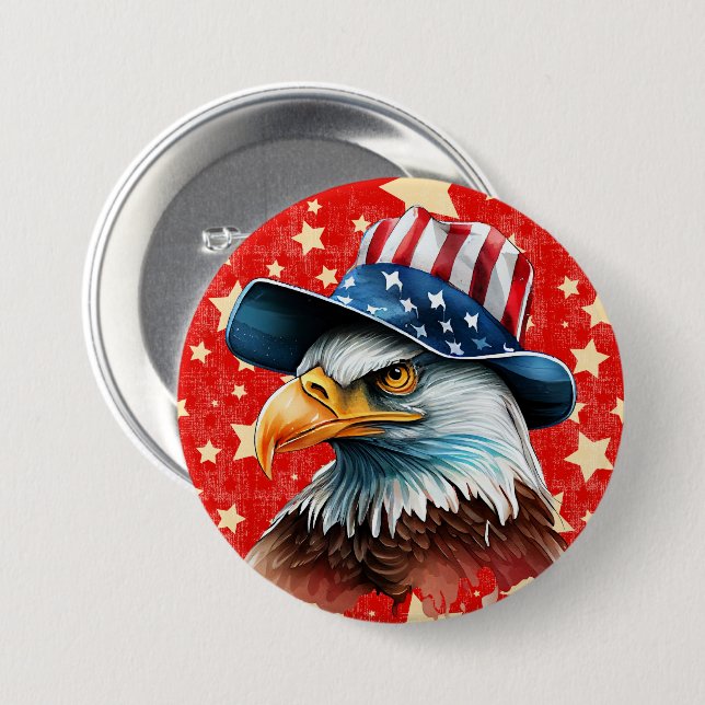 American Eagle Flag 7.5 Cm Round Badge (Front & Back)