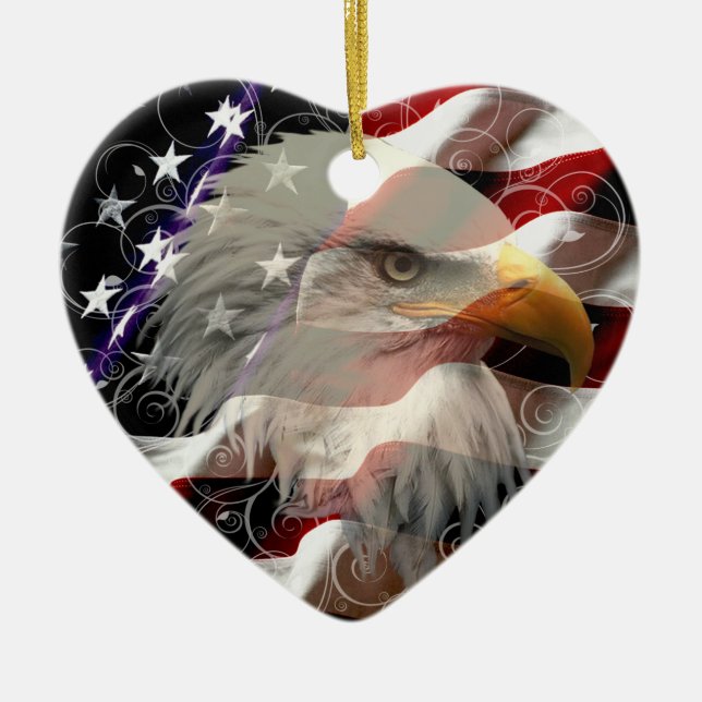 American Eagle Flag Heart Ornament (Front)