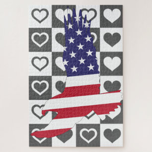 American Eagle Flag & Hearts Jigsaw Puzzle
