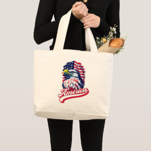 American Eagle Flag Large Tote Bag