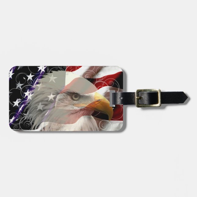 American Eagle Flag Luggage Tag (Front Horizontal)
