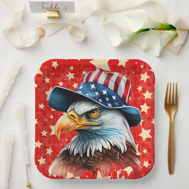 American Eagle Flag Paper Plate (Wedding)