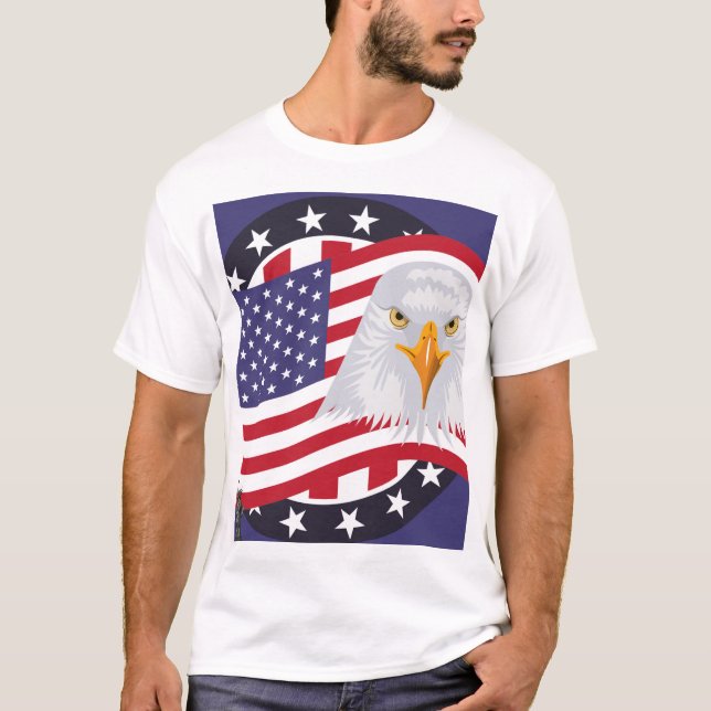 American Eagle & Flag Patriotic T-Shirt (Front)