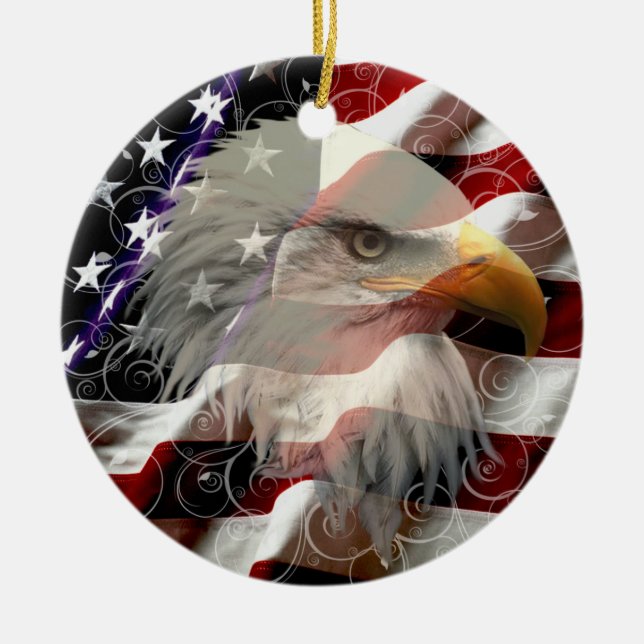 American Eagle Flag Round Ornament (Front)