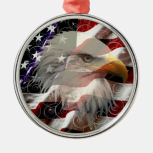 American Eagle Flag Round Ornament