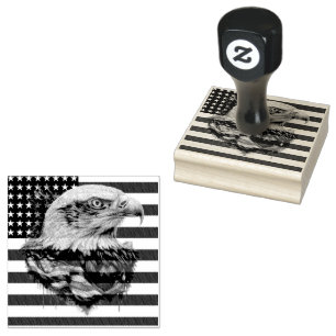 American Eagle Flag   Rubber Stamp