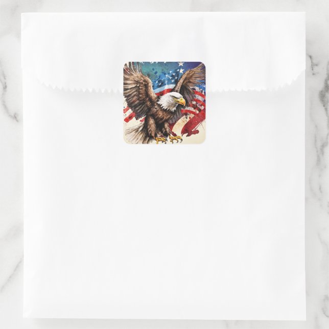 American Eagle flag Square Sticker (Bag)