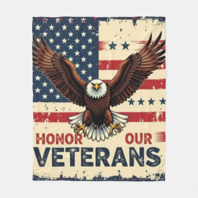 American Eagle Honor Our Veterans Fleece Blanket (Front)