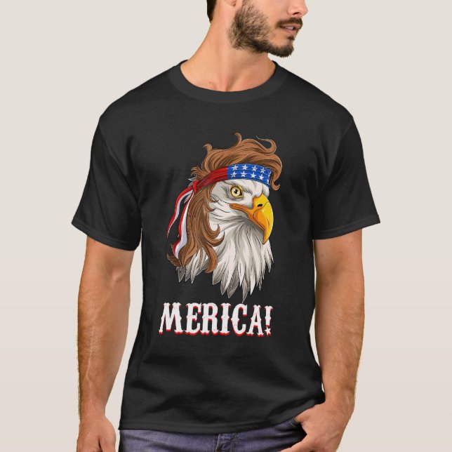 American Eagle Mullet Merica  Men Women Fourth Of  T-Shirt (Front)