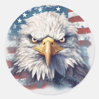 American Eagle on American flag Classic Round Sticker