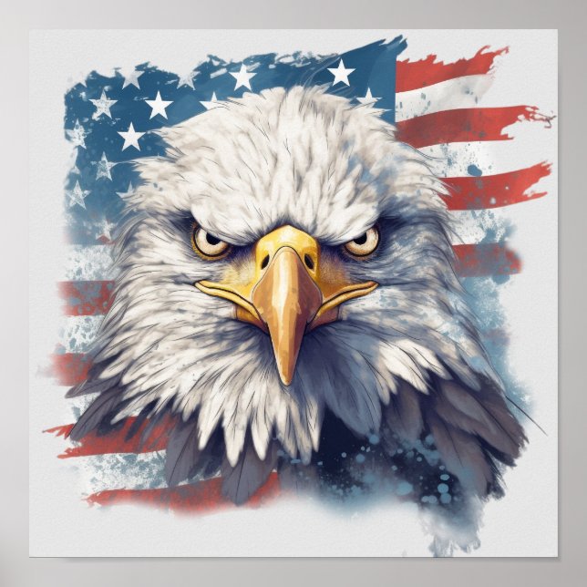 American Eagle on American flag Poster (Front)