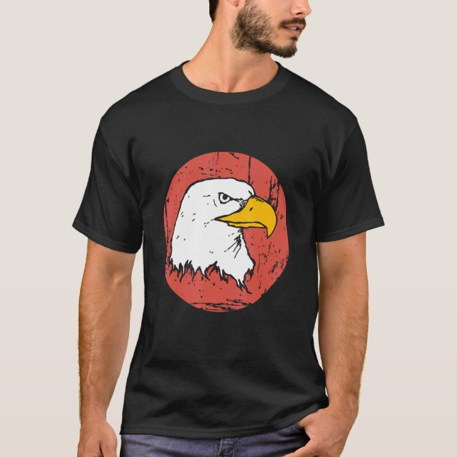 American Eagle On Red Distressed Circle T-Shirt (Front)