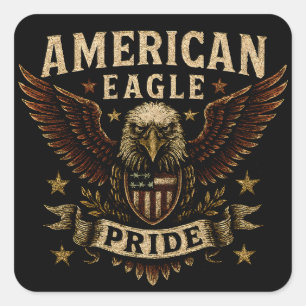 American Eagle Pride – Bold USA Freedom Square Sticker