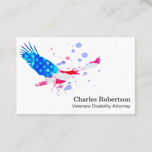 *~*   American Eagle Red White and  Blue USA Flag Business Card (Front)